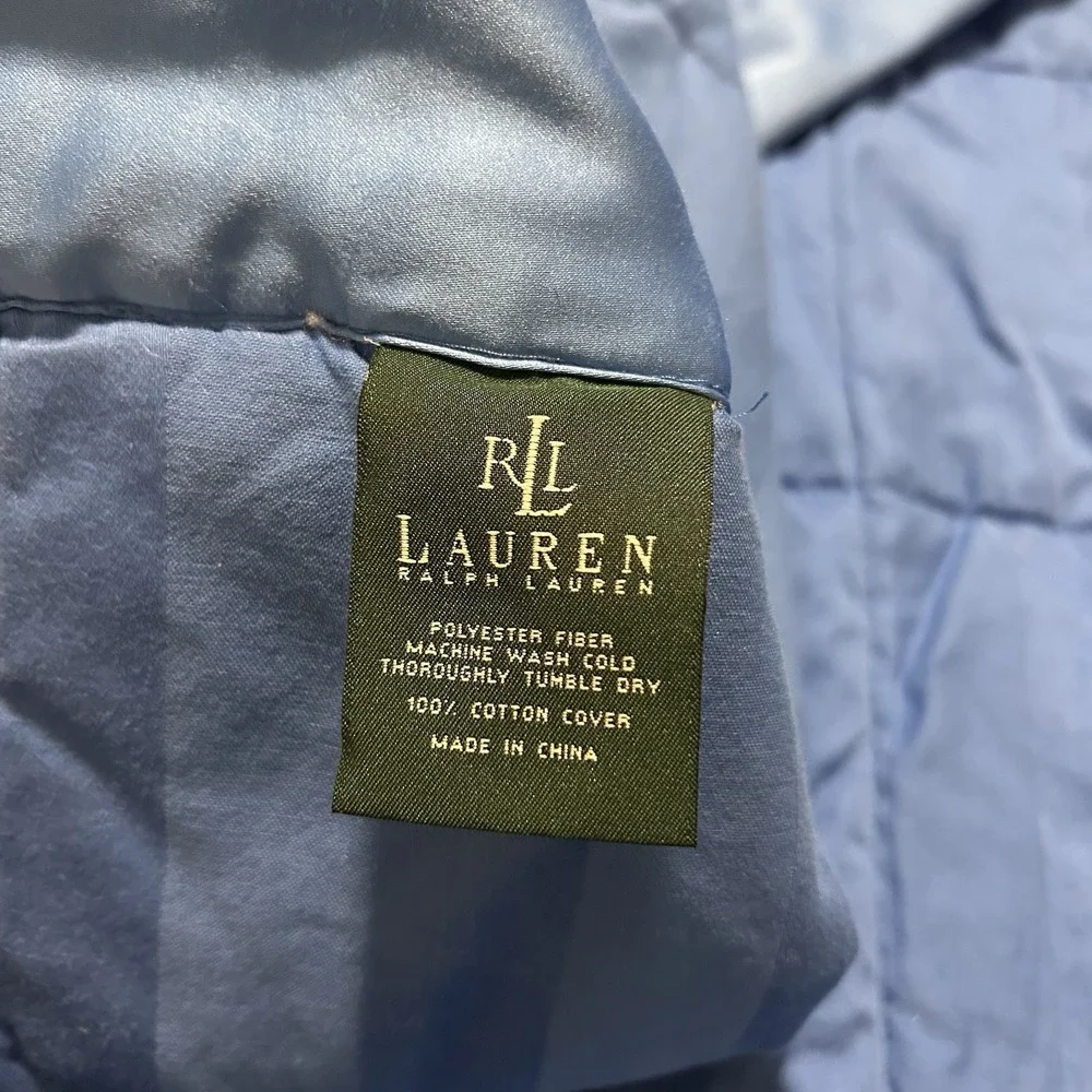 Lauren Ralph Lauren Comforter Twin Size Bed Blanket Crest Blue Quilted Polyester